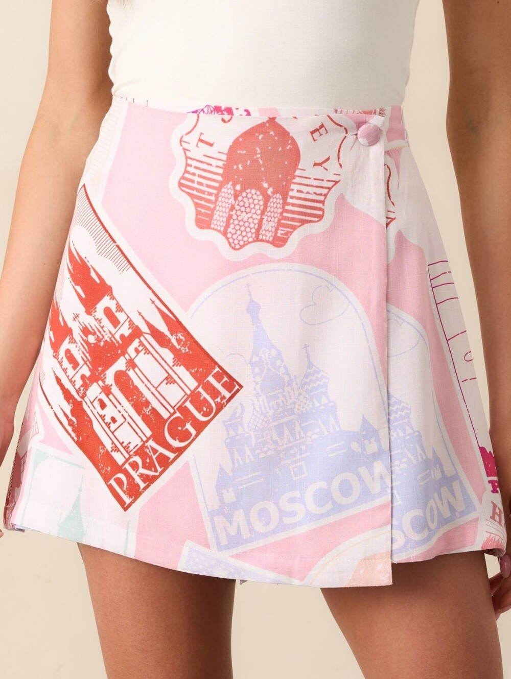 NWT Prosperina Peyton Passport Print Pink Skort in XS - Picture 3 of 13